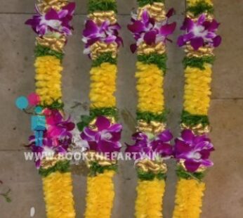 Yellow Roses with Orchids Garland