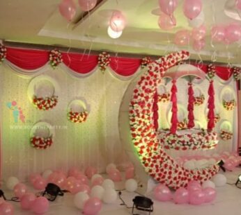 White & Red Drapes With Moon Cradle Theme