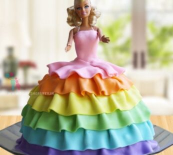 Rainbow Ruffles Barbie Cake