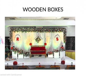 Stage with Wooden Boxes and Floral Decor