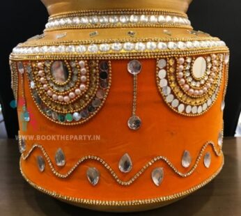 Ungurala Binda with Orange Velvet and Heavy Beeds Work